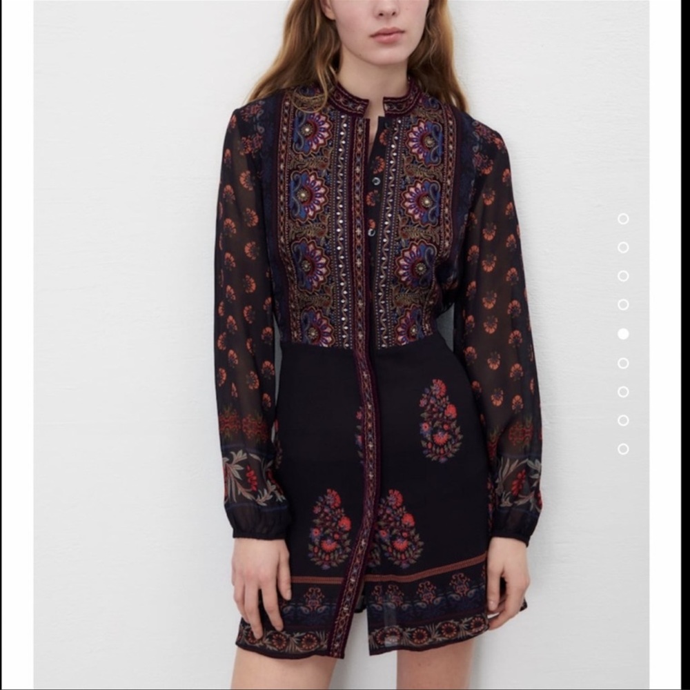 Zara Black Embroidered Mini Dress